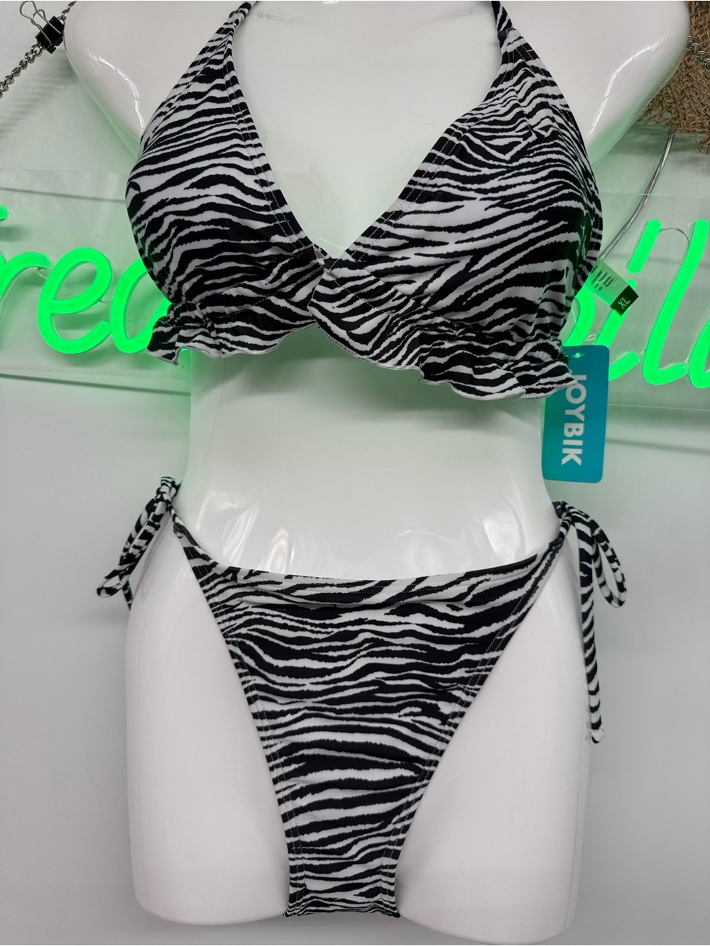 Black & White Zebra Print Women’s Tie-Side Bikini